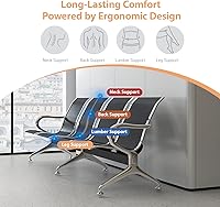 Vista 6 de Kinfant Sillas de sala de espera – Sillas de recepción de conexión de 4 asientos, sillas de sala de espera con brazos y marco de acero inoxidable