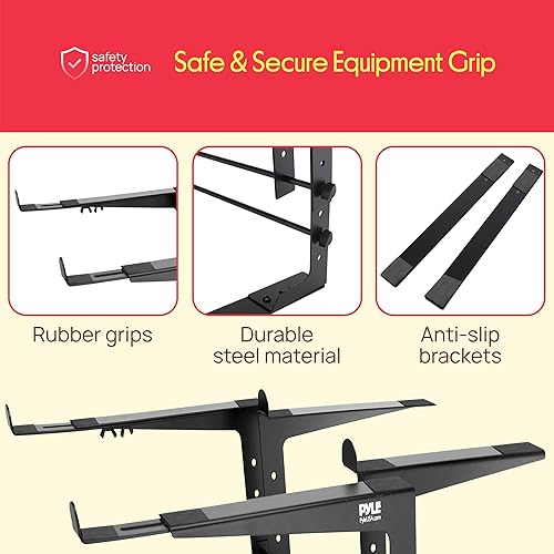 Miniatura 4 de Pyle PLPTS38 dispositivo universal dual de soporte para portátil, equipos de sonido estación de trabajo para mezclado de DJs