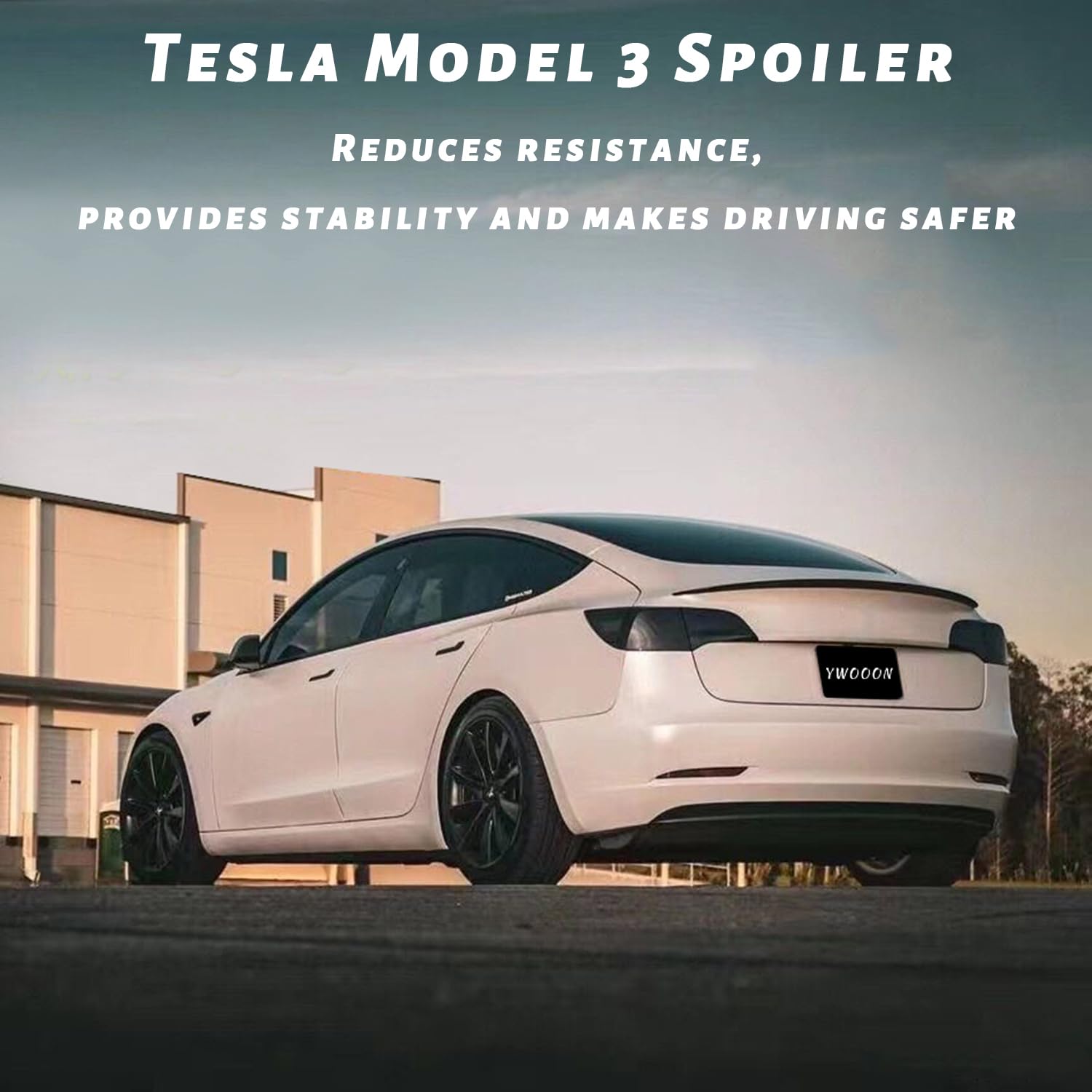 Performance Aileron pour Model 3 2016-2023 (Fibre de Carbone Mat) | Aileron Arrière D'origine en Fibre de Carbone pour Tesla, Spoiler Wing Performance, Couvercle de Coffre Arrière ABS