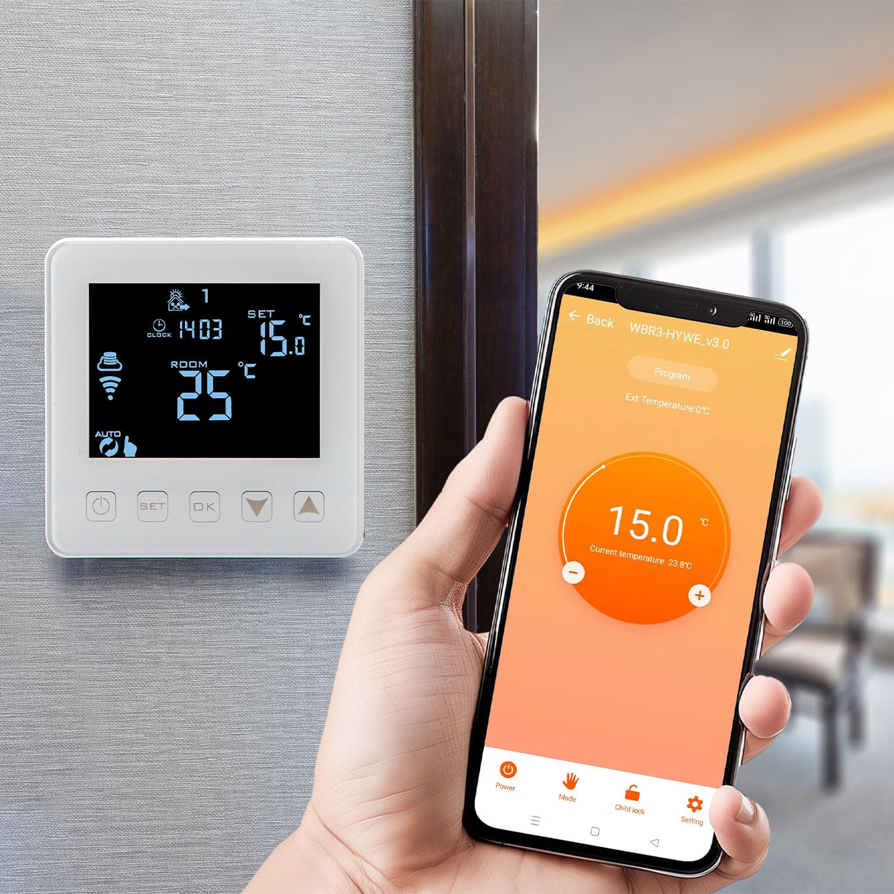 Intelligentes WLAN-Thermostat Unterputz für Fussbodenheizung: App-, Sprach- & Touch-Steuerung, Siri/Alexa/GA – Komfortabel & energieeffizient
