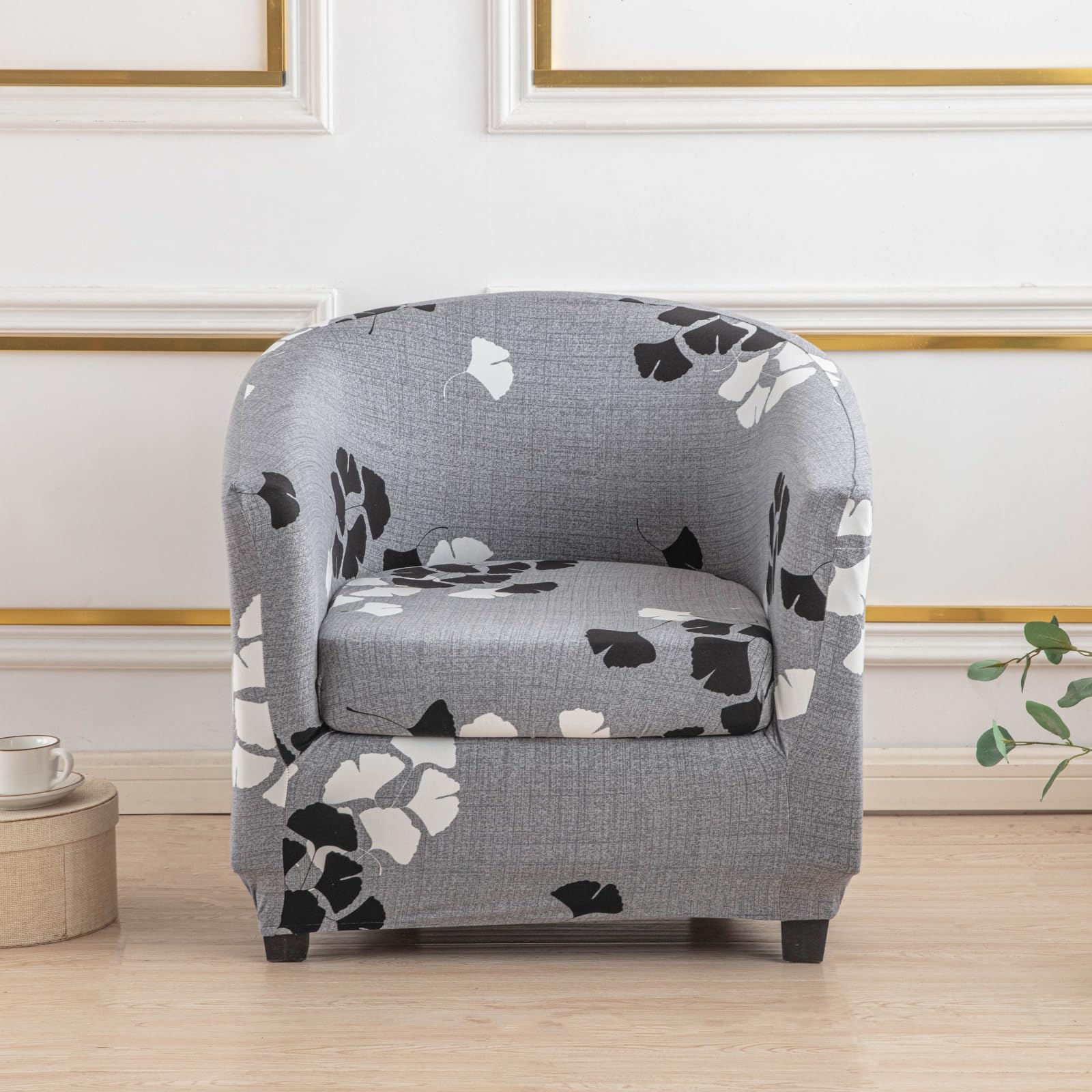 BSYMDH 2 Piece Club Chair Slipcover Printed Tub Chair Slipcover Stretch Armchair Cover Sofa Cover Printed Round Barrel Swivel Chair Covers Couch