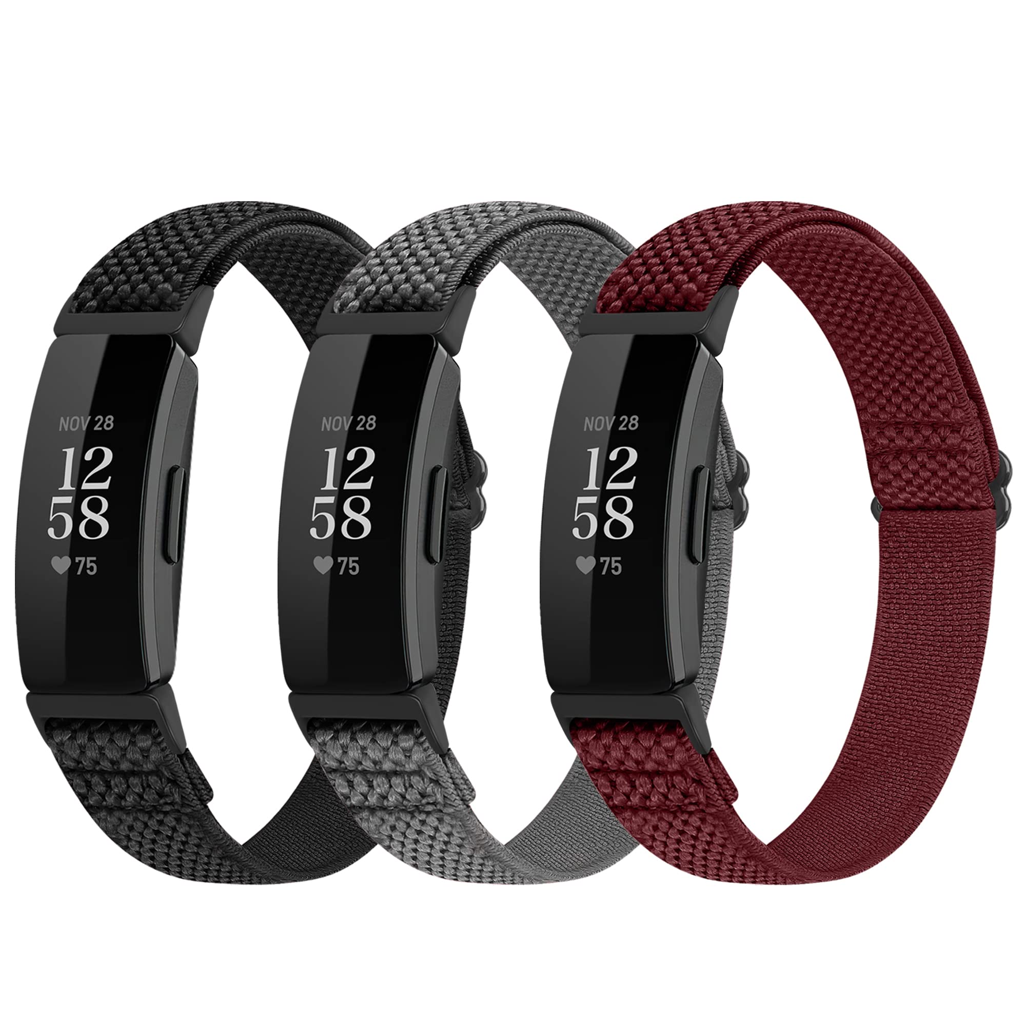 Adjustable Elastic Nylon Sport Bands Compatible with Fitbit Inspire 3/Inspire 2/Inspire/Inspire HR/Ace 2/Ace 3, Soft Loop Stretchy Straps Replacement Wristbands for Fitbit Inspire Women Men