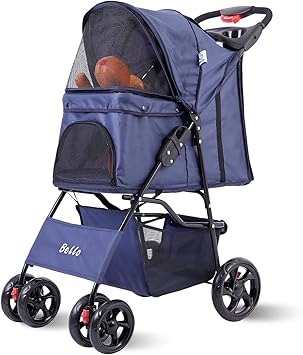 Amazon Newox ペットカート 多頭用 ペットベビーカー 折りたたみ 犬 猫 多機能 軽量 ブルー Bello カート 通販