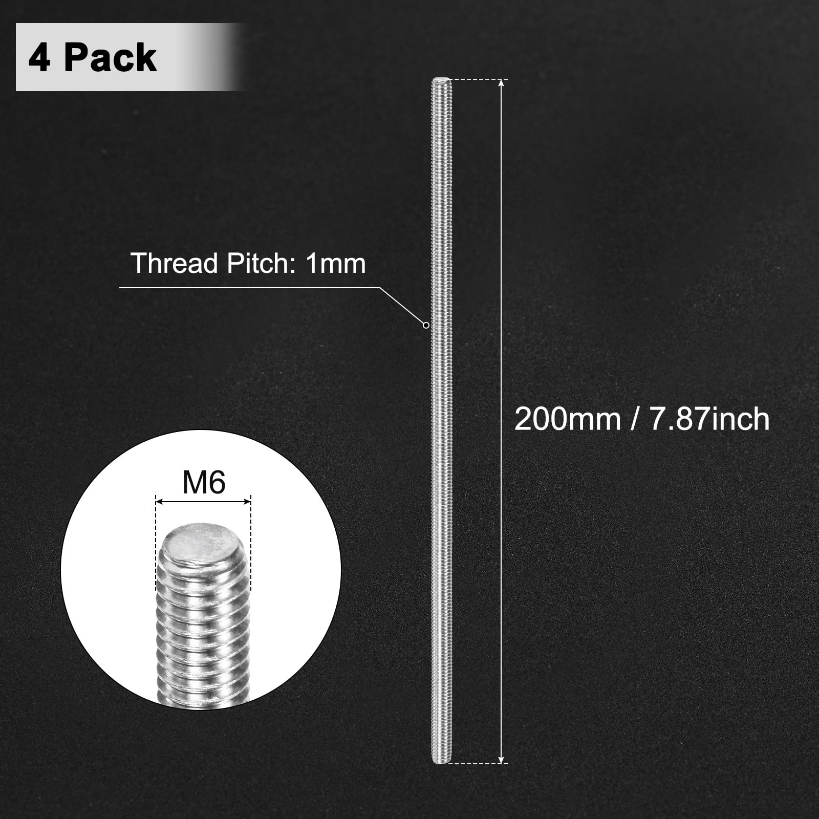 M METERXITY 4-Pack Fully Threaded Rod - Image 3