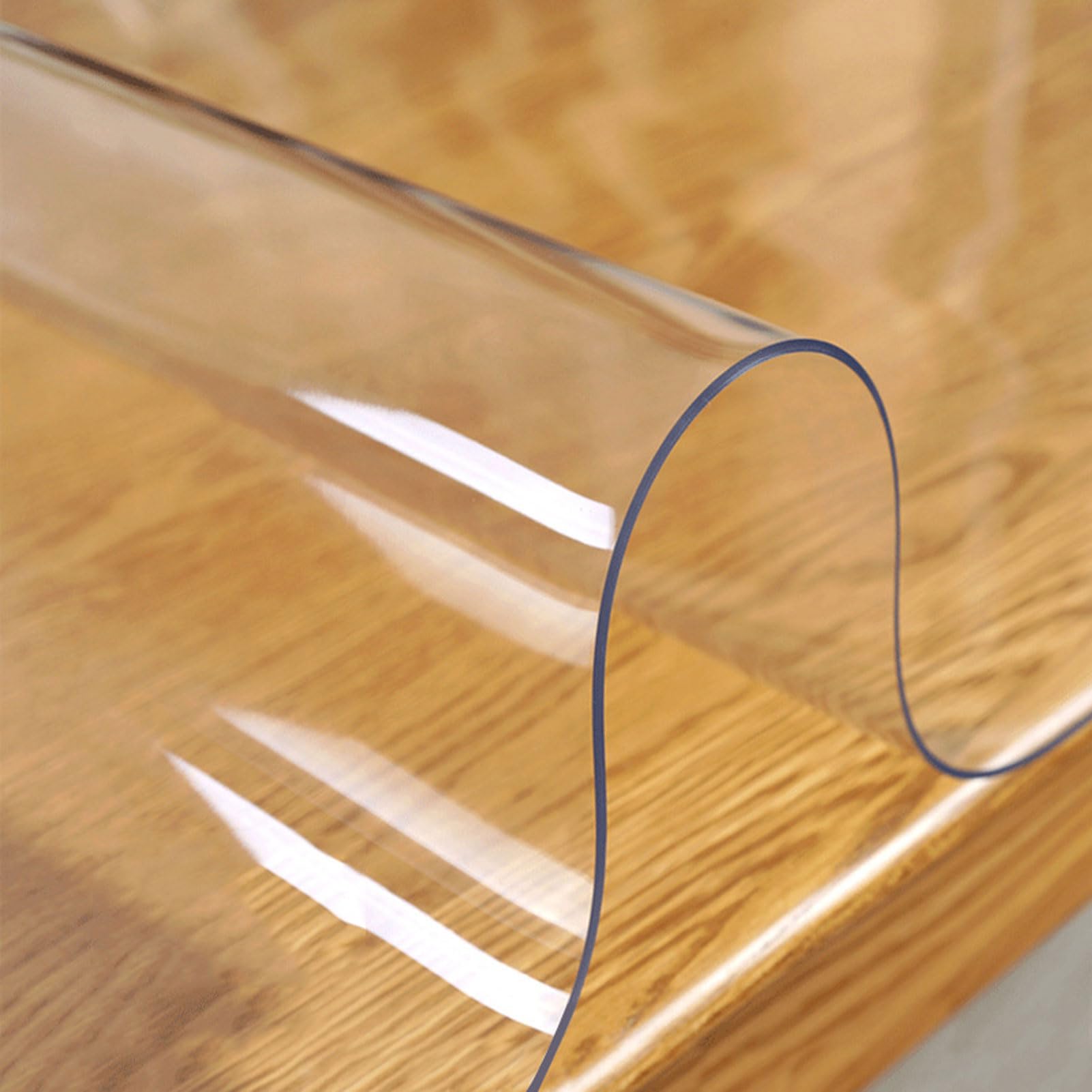 QBYRSSS Transparent Table Cover Protector Clear Vinyl Tablecloth Protector 70x120cm Wipeable PVC Cover OilProof Transparent Dining Table Cloth for Kitchen Camping Party1.0mm Thick