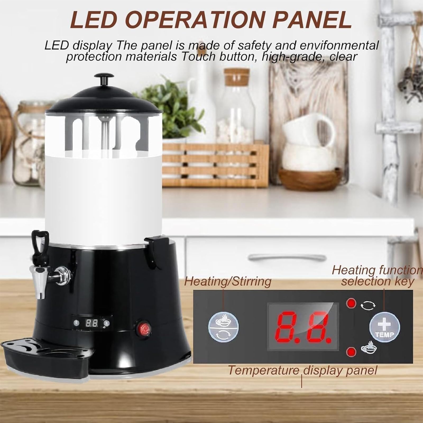 Machine À Chocolat Chaud Professionnelle 10L, Distributeur Électrique Avec Chauffage Et Agitation Continus, Fontaine À Chocolat Avec Cuve Antiadhésive Et Bac D'égouttage
