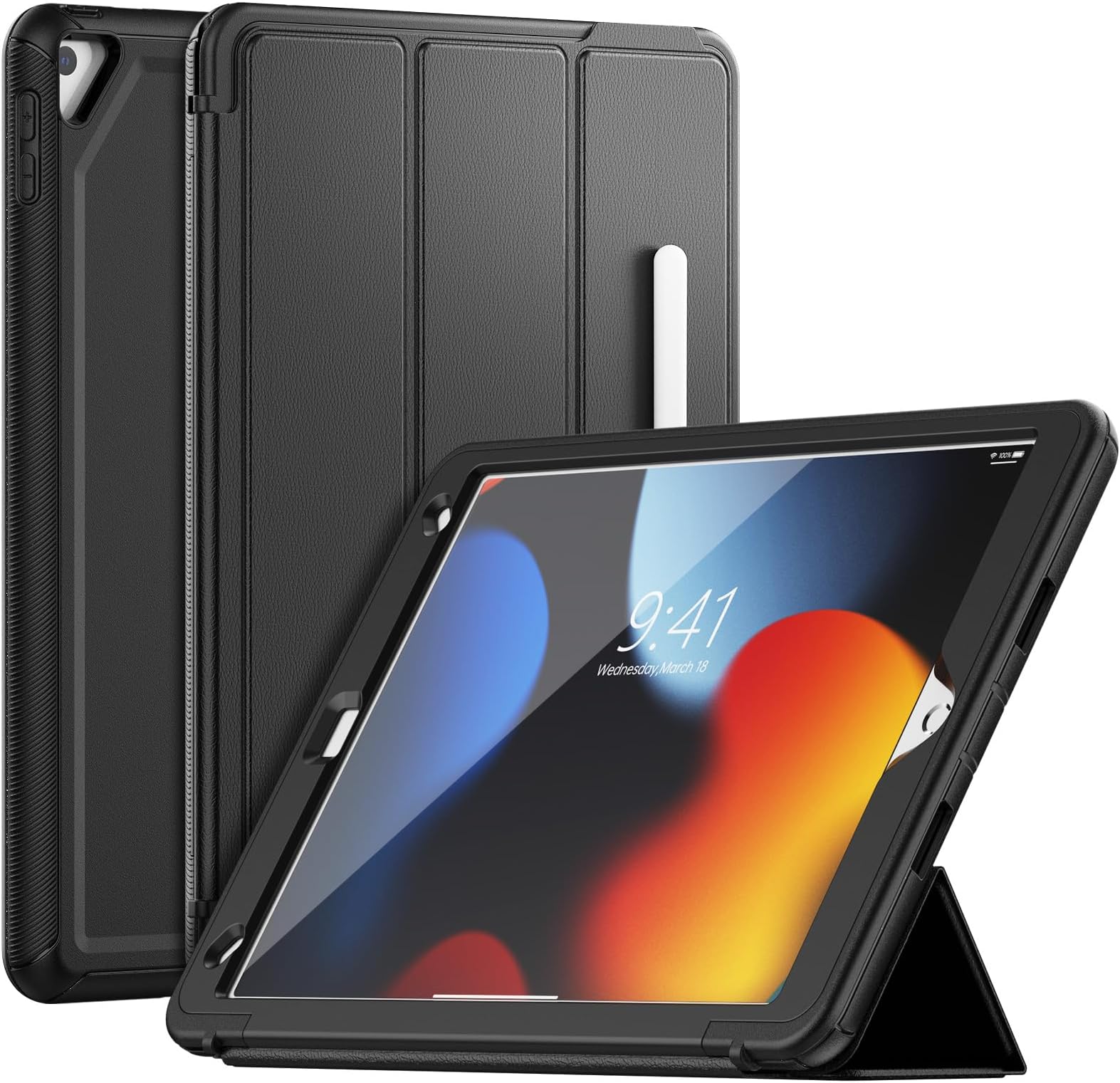 IPad Pro 12.9" 2nd/1st Generation 2017/2015 Case, DMaos Vintage Book Premium Graded Faux Leather Stand Folio Smart Cover, Auto Sleep/Wake, Business Document Card Holder - Blue - View #3