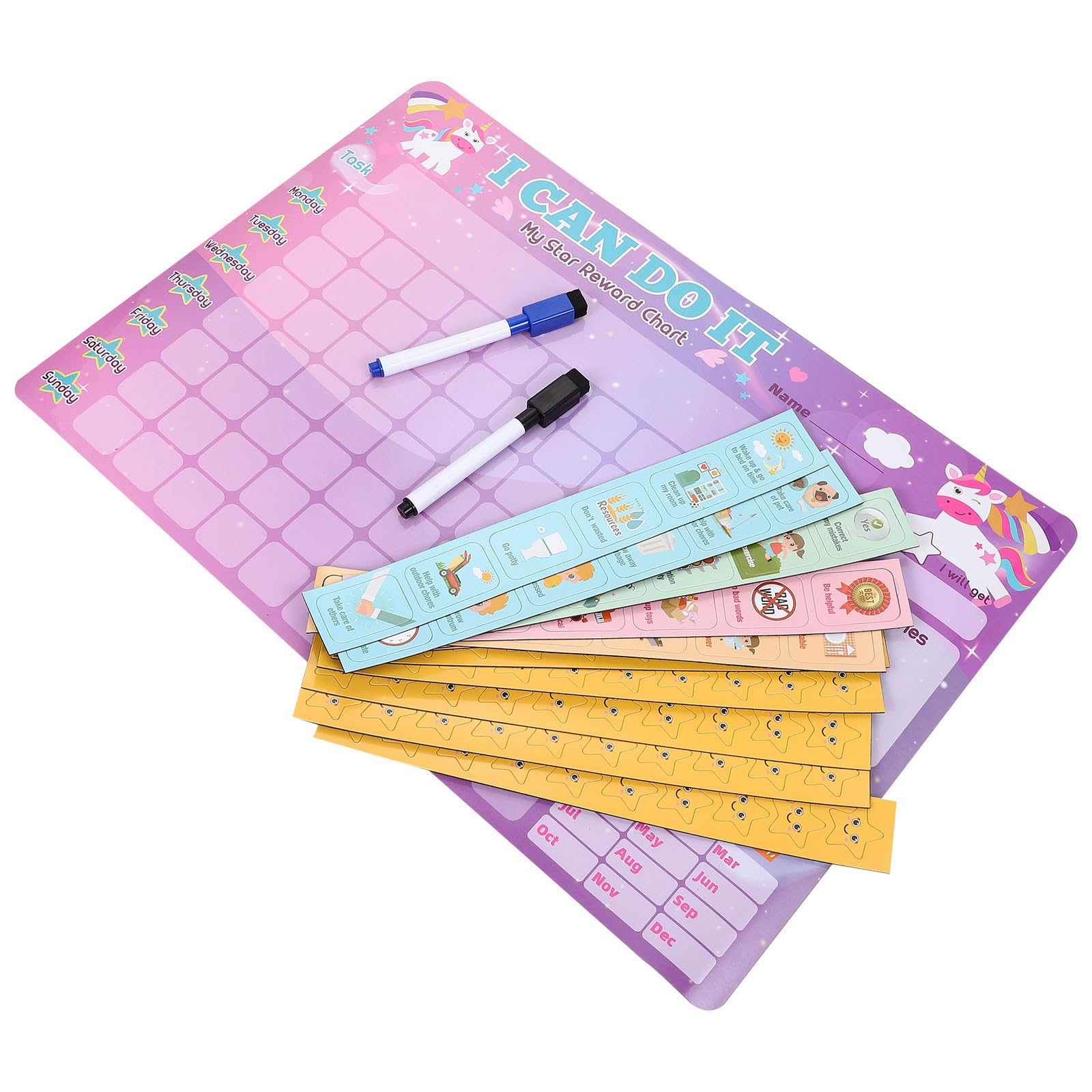 IMIKEYA Tabla Magnética Infantil para Recompensas y Hábitos Imanes de Pet y Goma, Creativa para Fomentar Conducta y Tareas Niñas