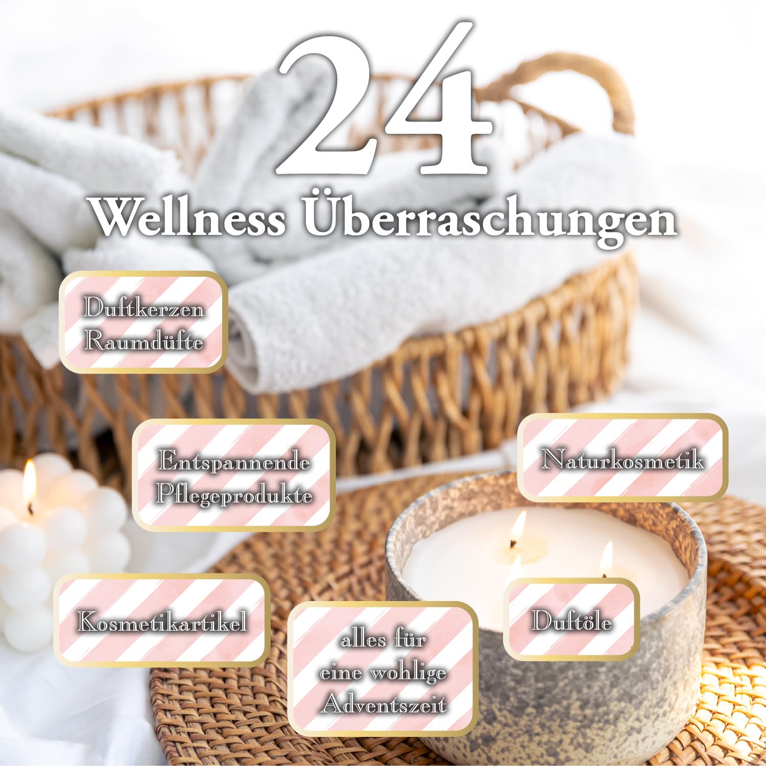 mituso Calendario de Adviento Bienestar, con cosmética natural, fragancia y decoración, relajación Calendario de Navidad con 24 sorpresas