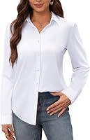 siliteelon Women's Stain Shield Wrinkle-Free Long Sleeve Button-Down Shirt - Stain Resistant Work Blouse