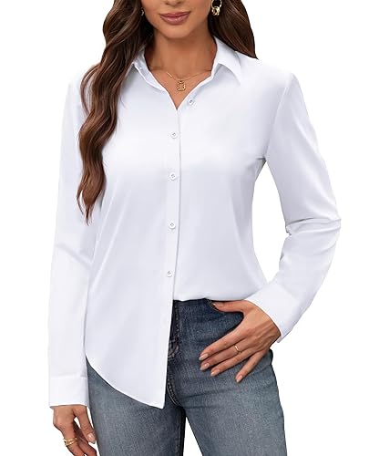 siliteelon Women's Stain Shield Dress Shirts Wrinkle Free Long Sleeve