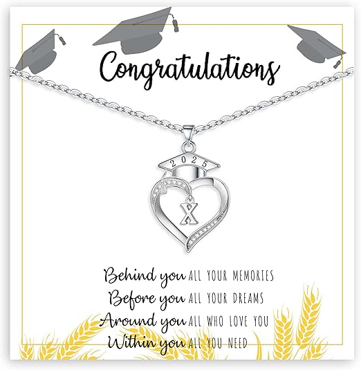 Graduation Gifts, Graduation Gifts for Her Initial Necklaces for Women Class of 2025 Gift Letter A - Z High Shool Senior Master Degree Graduate Necklace for Daughter Sister Granddaughter Girlfriend
