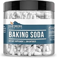 Earthborn Elements Pure Baking Soda Capsules | 200 Sodium Bicarbonate Caps - Additive-Free Supplement