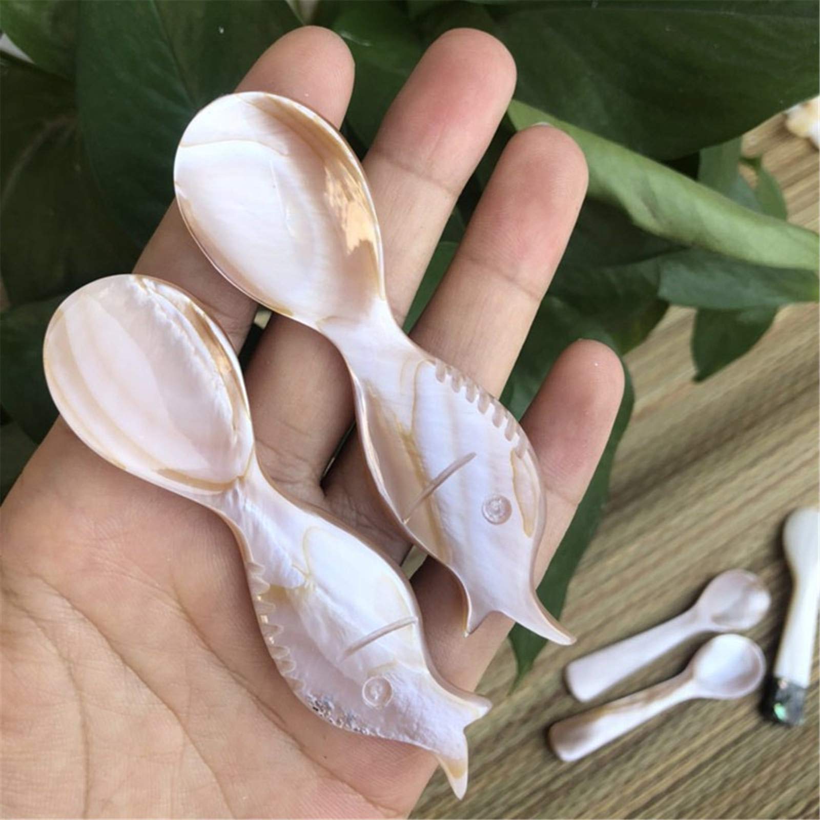 Cucchiaini Da Caviale In Madreperla - Set Di 2, Manico Rotondo, 9x2.5cm, Per Servire Uova E Caviale - Foto 12