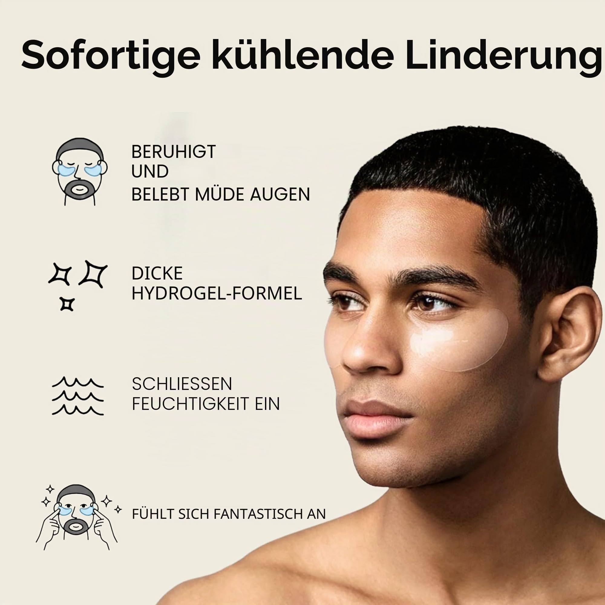 BRO MASK Gel-Pads unter den Augen: kühlende Augenklappen für Augenringe und Schwellungen, Anti-Aging-Hydrogel-Augenklappen-Set mit Bakuchiol, grünem Tee, Hyaluronsäure, Koffein, Niacinamid/Vitamin B3