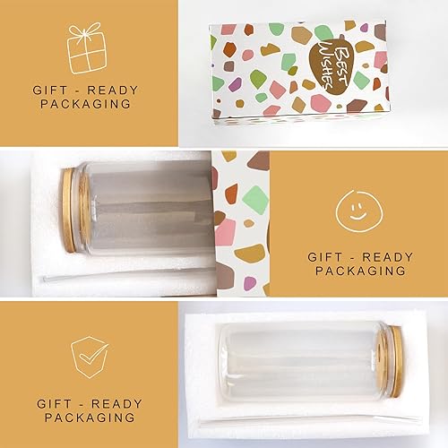Miniatura 7 de Taza de vidrio inicial, regalos para mujeres, regalos de cumpleaños personalizados para mujeres, vasos de vidrio de 16 onzas con tapas y pajitas,