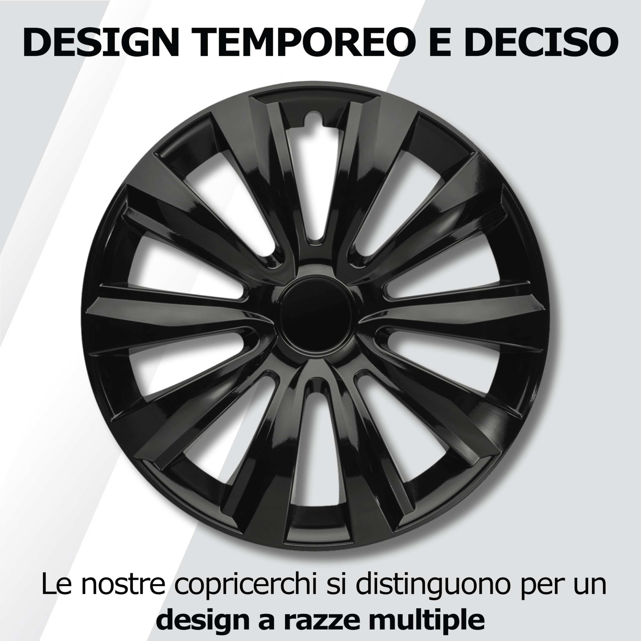 Copricerchi 15 Pollici Neri Set da 4 Deltanos per Cerchi in Acciaio