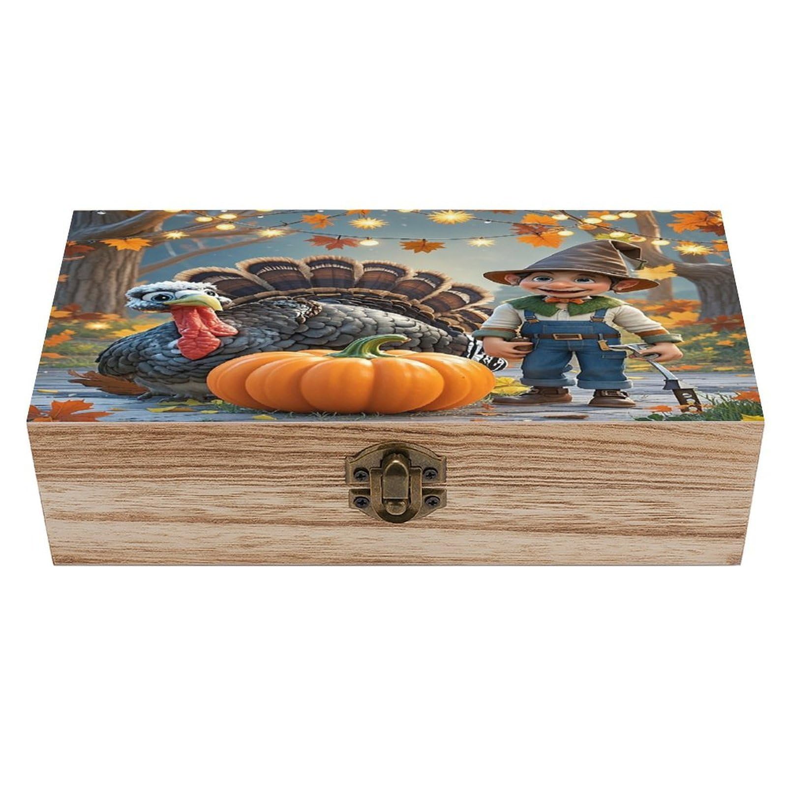 LZQPOEAS Turkeys And Dwarfs Wooden Box Storage Space to Organize Jewelry in A Beautiful Small Storage Box Decorative Card Boxes Memory Treasure Boxes for Crafts And Photo Storage