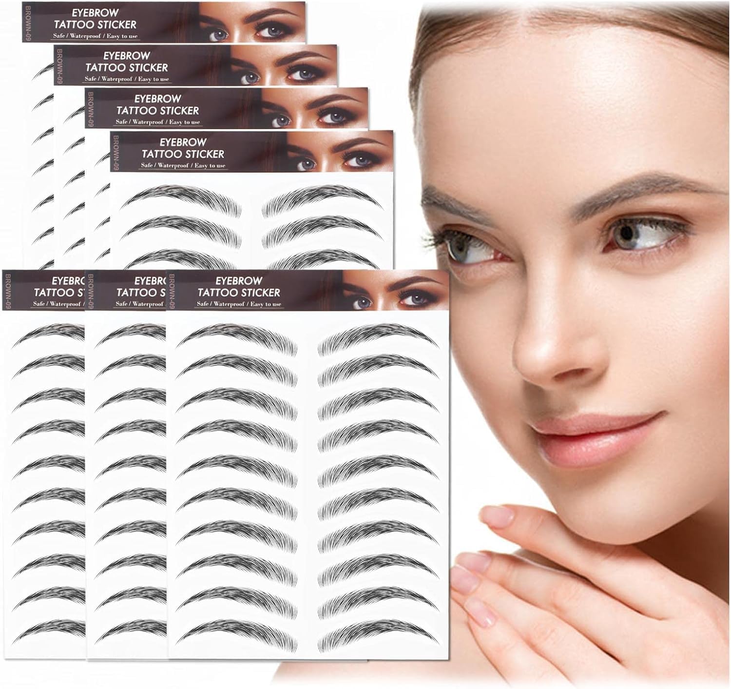 77 works 4D Hair-Like Eyebrow Tattoo Stickers Waterproof Natural Fake Stickers