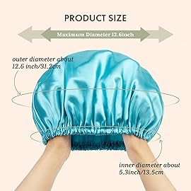 AmazerBath Shower Cap, 4 PCS Shower Caps for Women Reusable Waterproof, Double Layers Hair Cap for Shower, Elastic and Flexi Bath Caps, Environmental Protection Bathing Hat for Adult, Large Size