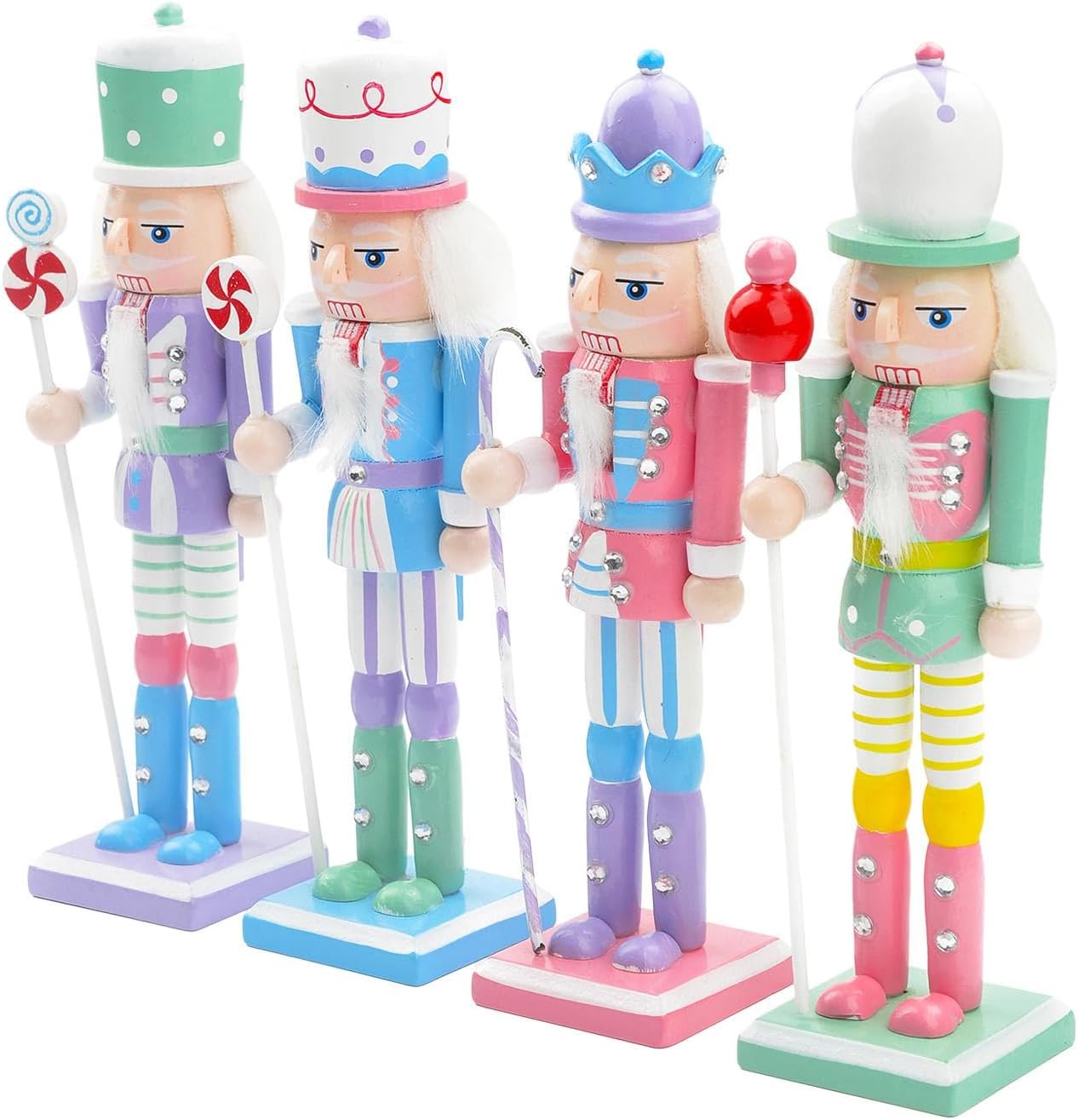 CALANDIS® 4 Pieces Christmas Nutcracker Ornaments Puppet for Office Xmas Gifts Shelves S | 4 Nutcracker Figures