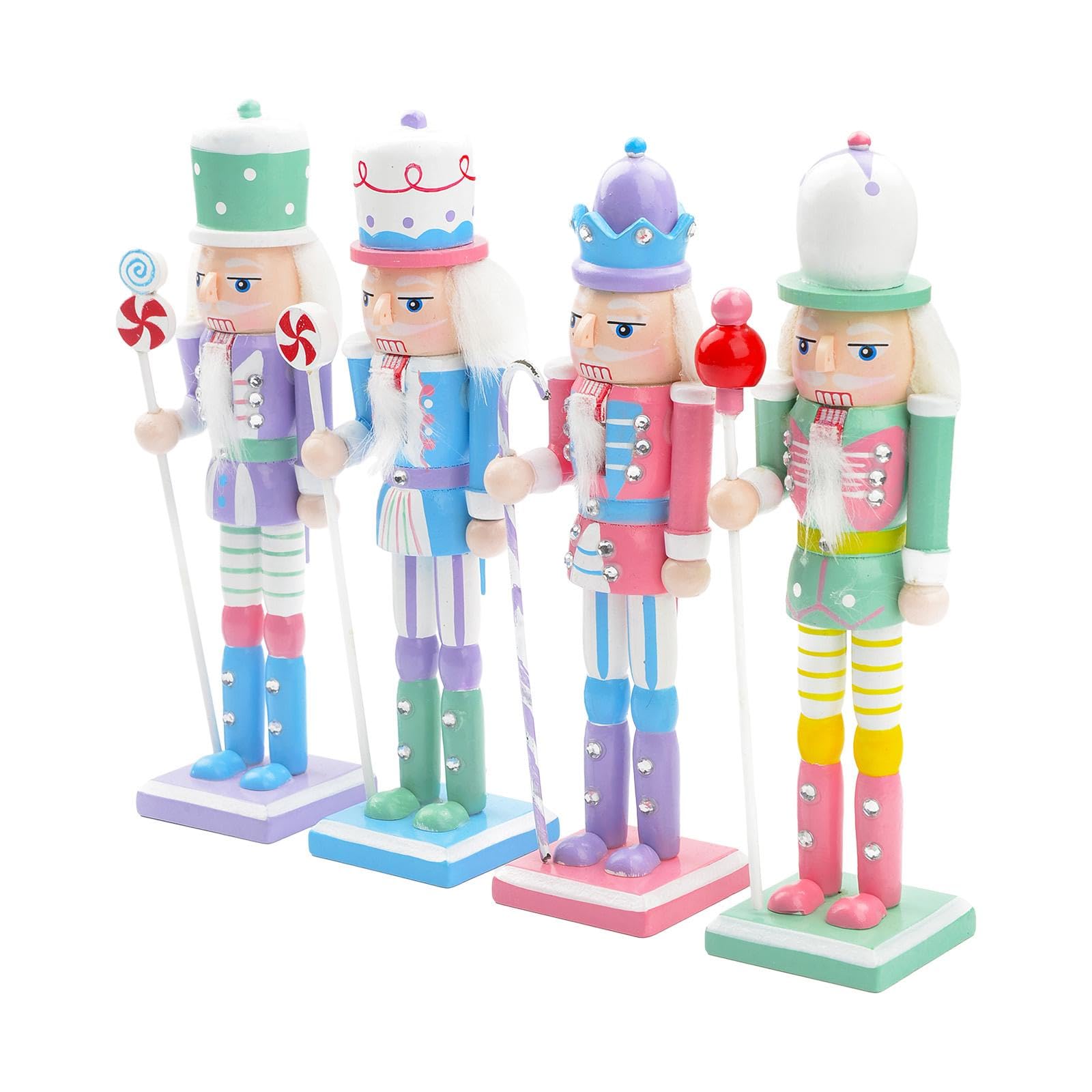 CALANDIS® 4 Pieces Christmas Nutcracker Ornaments Puppet for Office Xmas Gifts Shelves S | 4 Nutcracker Figures