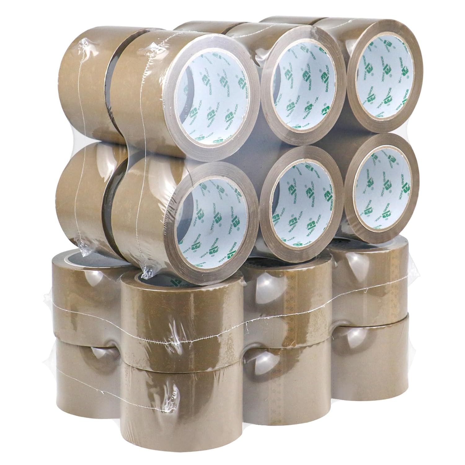 BOMEI PACK Brown Packing Tape 3 inch, 24 Refills Rolls Bulk Wide Packaging Tape for Moving, Shipping and Storage, 2.4 Mil x 60 Yards