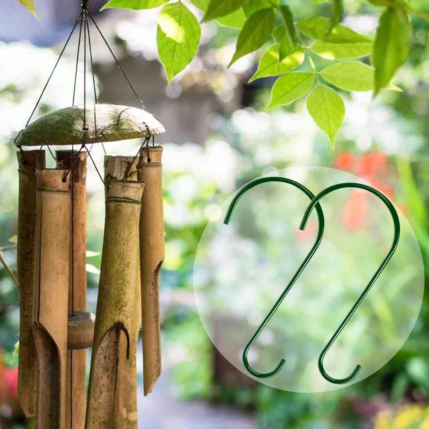 Dreecy 4 Pcs Tree Branch Hook 12 Inches 6 Gauge Rustproof Stainless Steel Tree Hooks Bird Feeder Hook for Tree Garden Hook S Hooks for Hanging Bird Feeders Plants Baskets Lanterns Bicycles (Green)