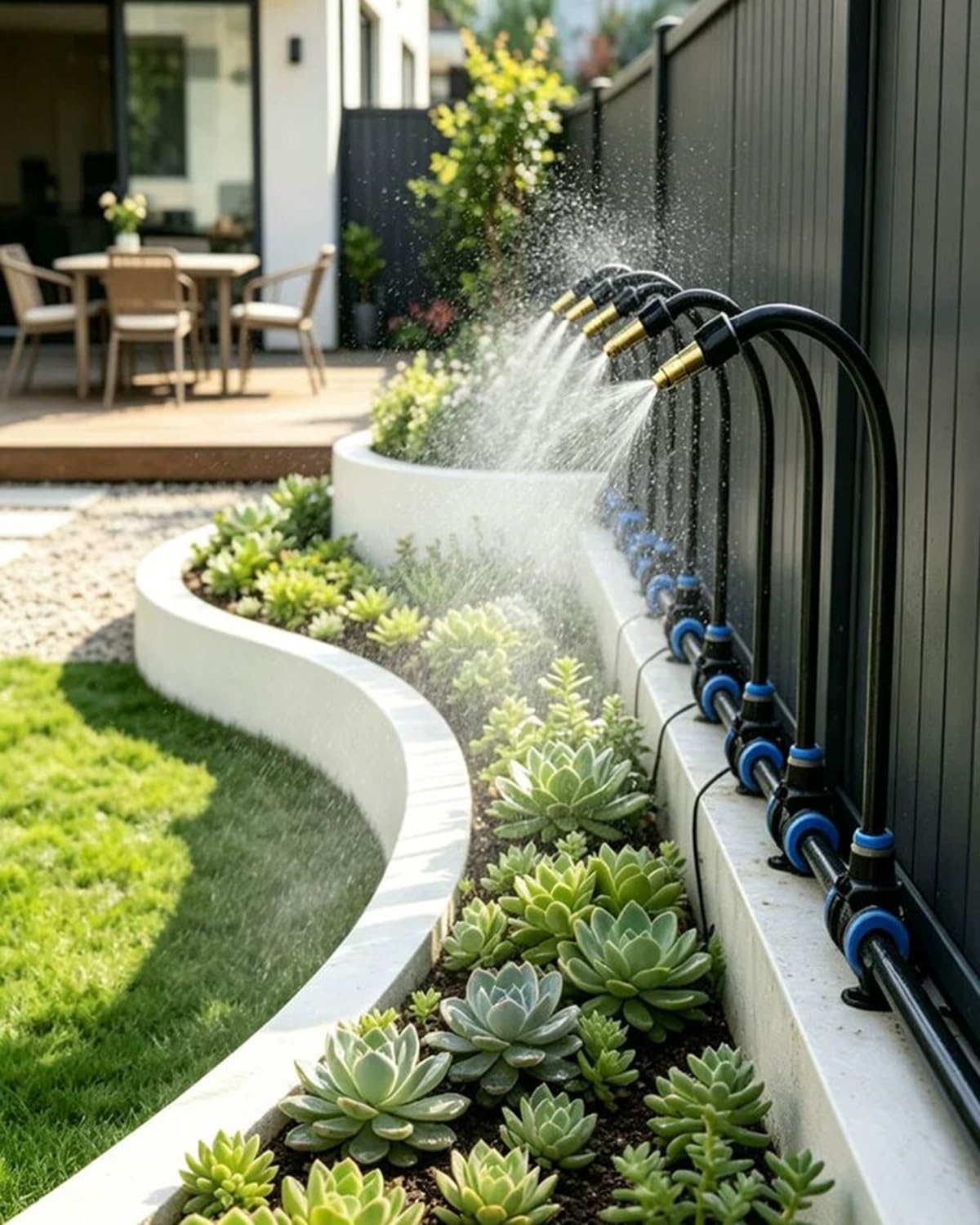 Arrosage Automatique Kit D'irrigation Goutte-à-Goutte Flexible pour Parterre de Jardin, Brumisateur Rotatif avec Raccord Rapide, Kit de Brumisation Rafraîchissante pour Clôture