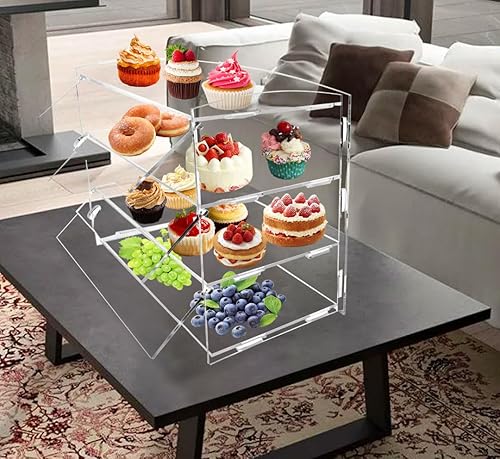 Miniatura 4 de Caja de exhibición de pastelería para panadería, vitrina de dona, estante de exhibición de pasteles, cupcakes, exhibición al por menor (tipo A 19