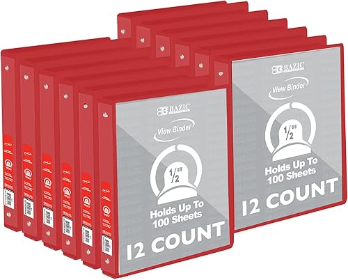 Vista 13 de BAZIC Products Carpeta organizadora de 3 anillas de 1/2 pulgada con vista económica, color negro, anillo redondo, capacidad para 100 hojas de papel