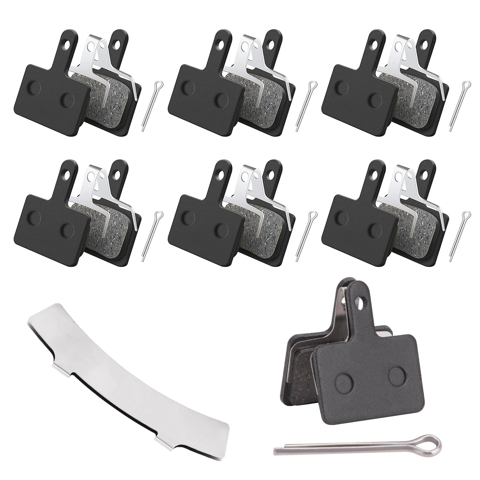 6 Pairs Bike Brake Pads, Disc Brake Pads And Spring, Bicycle Brake Pads With Rotor Adjuster, Replaceable Road Bike Brake Pads, Brake Spacer for Shimano M515, C501, M415, M510, M375 (Black)