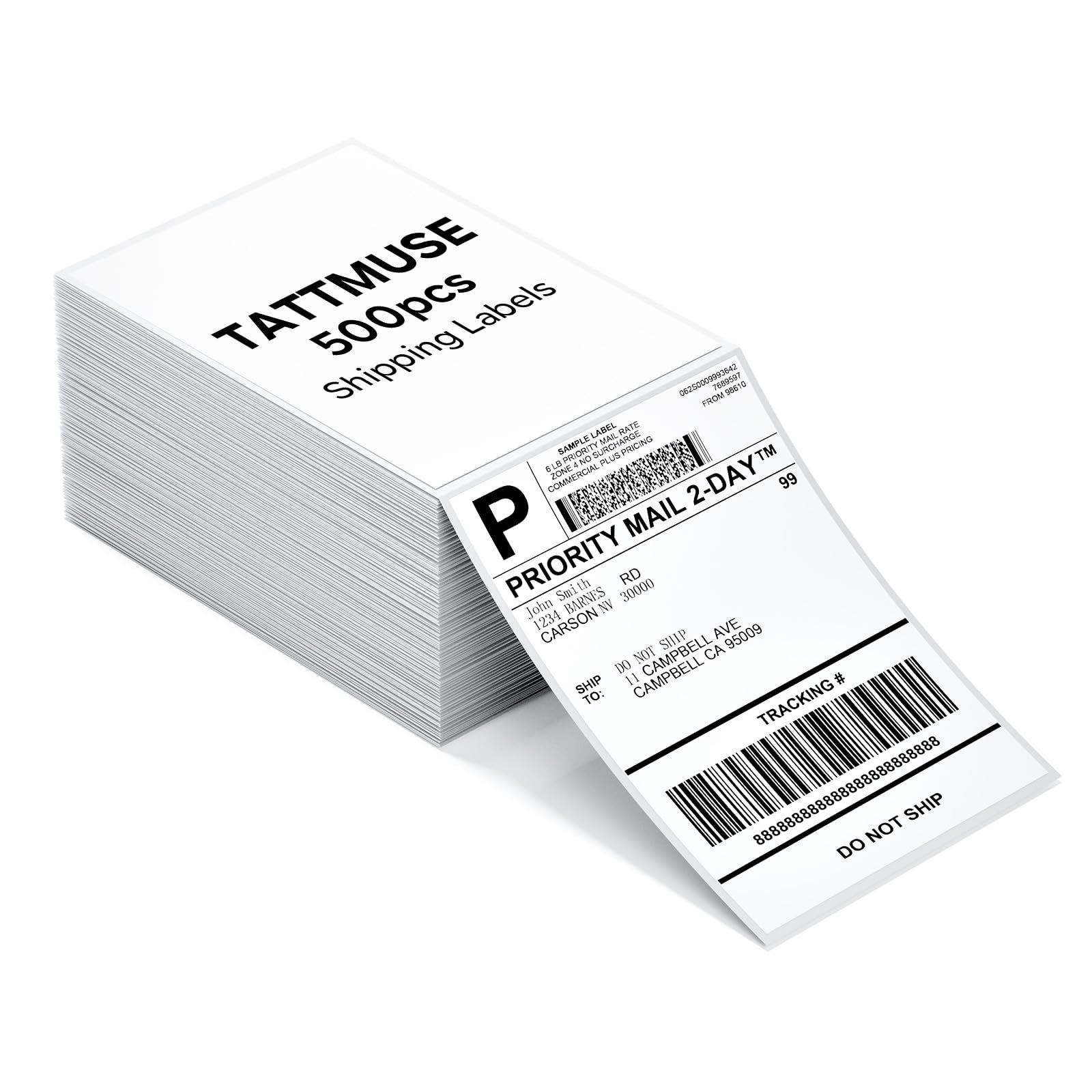 TATTMUSE 4x6 Thermal Labels,Pack of 500 Strong Adhesive Shipping Label - Compatible with TATTMUSE Shipping Label Printer