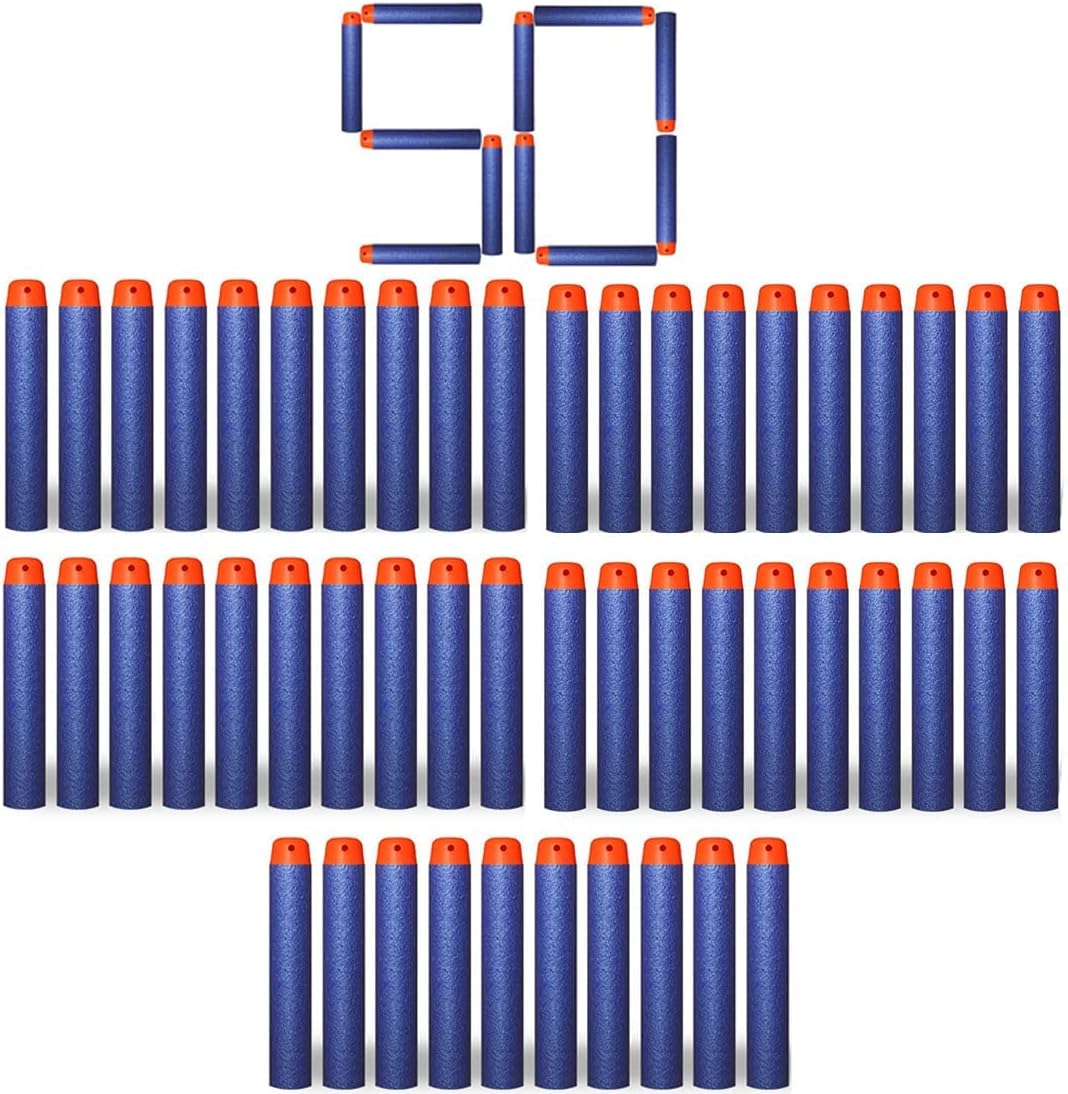SYGA Plastic Foam Bullet Dart Bullets for Nerf N-Strike Elite Guns, Blue - 50Pcs