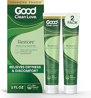 Good Clean Love Restore Moisturizing Vaginal Gel, pH-Balanced Vaginal Moisturizer, Water-Based Feminine Care with Aloe Vera & Lactic Acid, Reduces Dryness, Discomfort & Odor for Women, 2 Oz (2-Pack)