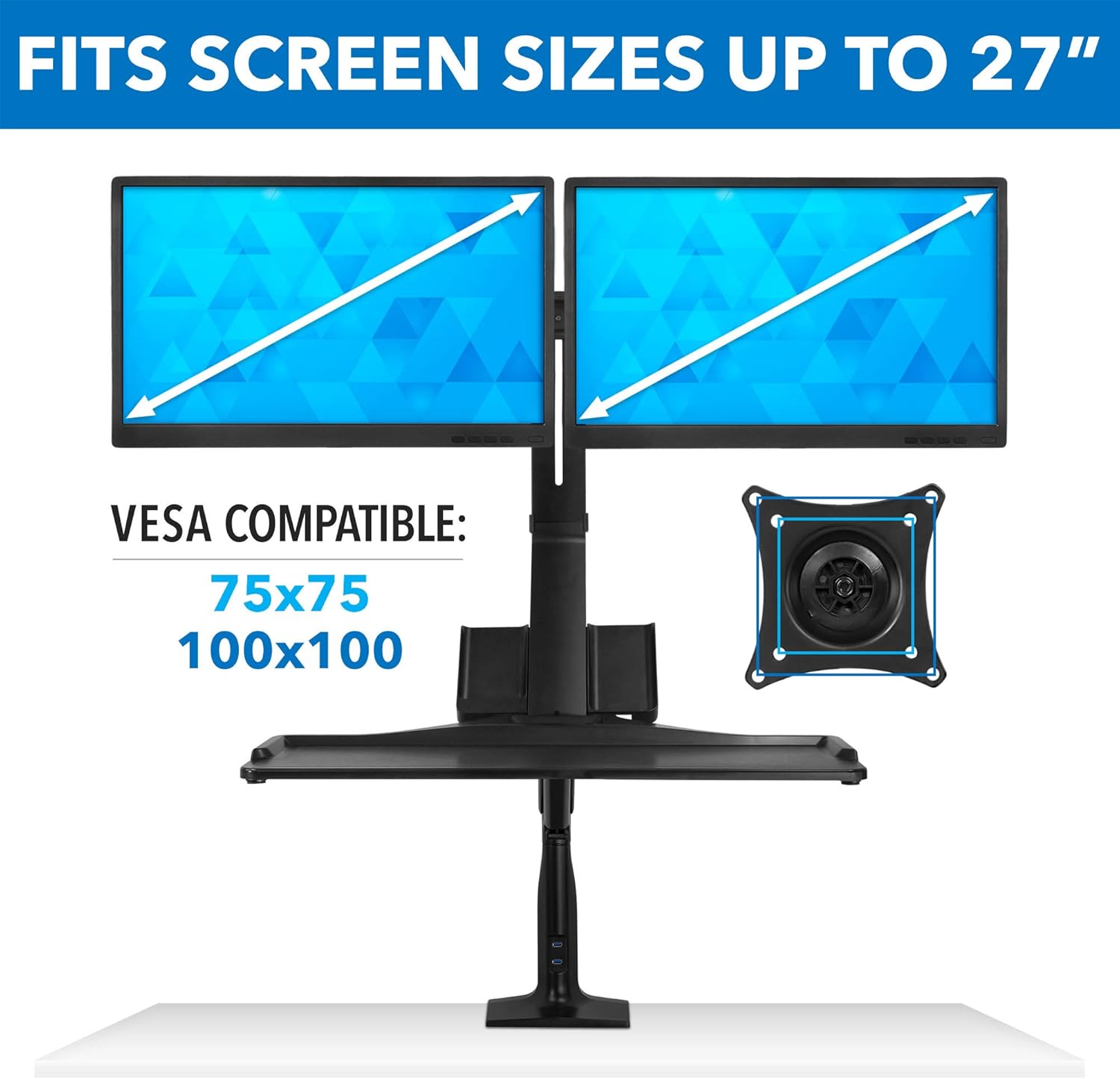 Super Cheap 🛒 Mount-It! Dual Monitor Sit Stand Workstation with Gas Spring Arm | Height Adjustable Standing Desk Converter | 2 Integrated USB 3.0 Ports | VESA 75 100 | C-Clamp and Grommet Base Limited Stock Mount-It! Dual Monitor Sit Stand Workstation with Gas Spring Arm | Height Adjustable Standing Desk Converter | 2 Integrated USB 3.0 Ports | VESA 75 100 | C-Clamp and Grommet Base