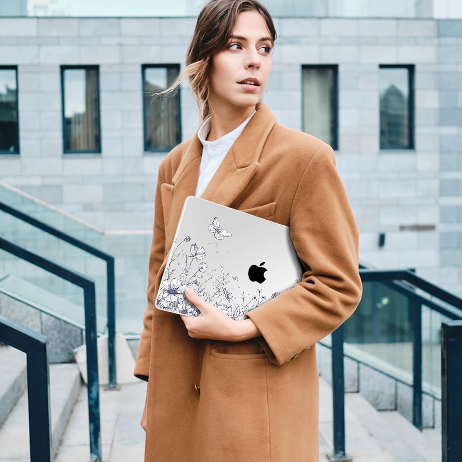 MecBevia Compatible with MacBook Air 13.6 inch Case, M4 A3240/M3 A3113/M2 A2681 (Released 2025 to 2022), Hard Shell, Keyboard Cover, Screen Protector, Webcam Cover & Type-C Adapter, Butterfly Flora - Image 8