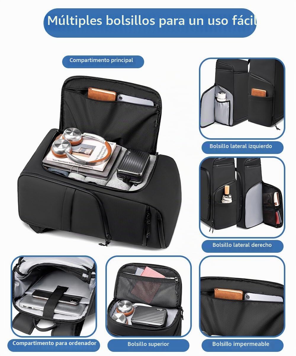 Mochila de Negocios para Hombre 43 L Gran Capacidad Mochila para Ordenador Portátil de 15,6 Pulgadas Resistente al Agua Oficina Viaje Senderismo