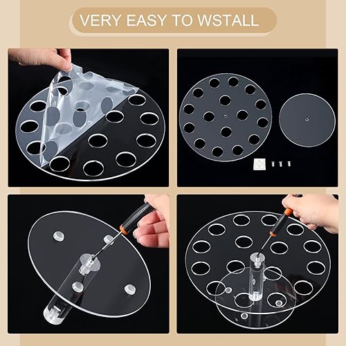 Miniatura 3 de CHENGU Paquete de 2 soportes acrílicos para cono de helado, 16 agujeros, soporte transparente para rollo de manos de gofres para sushi, estante de