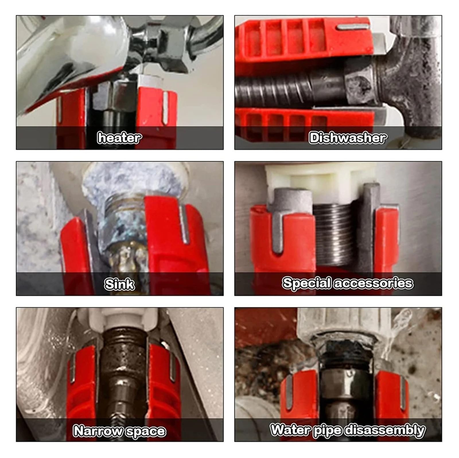 8 en 1 Sink Faucet Installer Wrench Double Head Extra Long Plumbing Tool (versión 8 en 1)