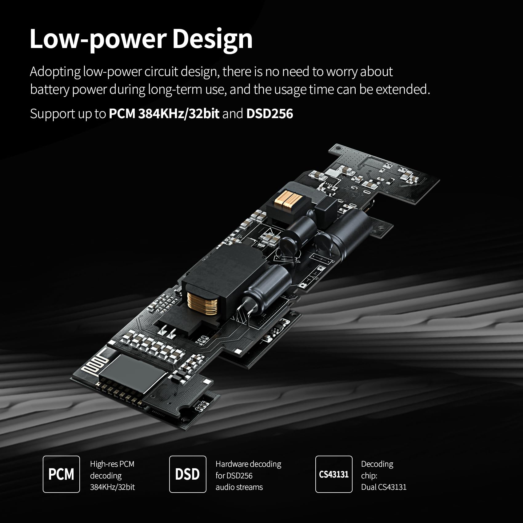 Yinyoo TRI TK1 Amplificateur de casque DAC portable à double puce CS43131 32 bits/384 kHz DSD256 pour audio Hi-Fi avec câble adaptateur USB-C vers USB-C pour prise de casque de 3,5 mm / 4,4 mm