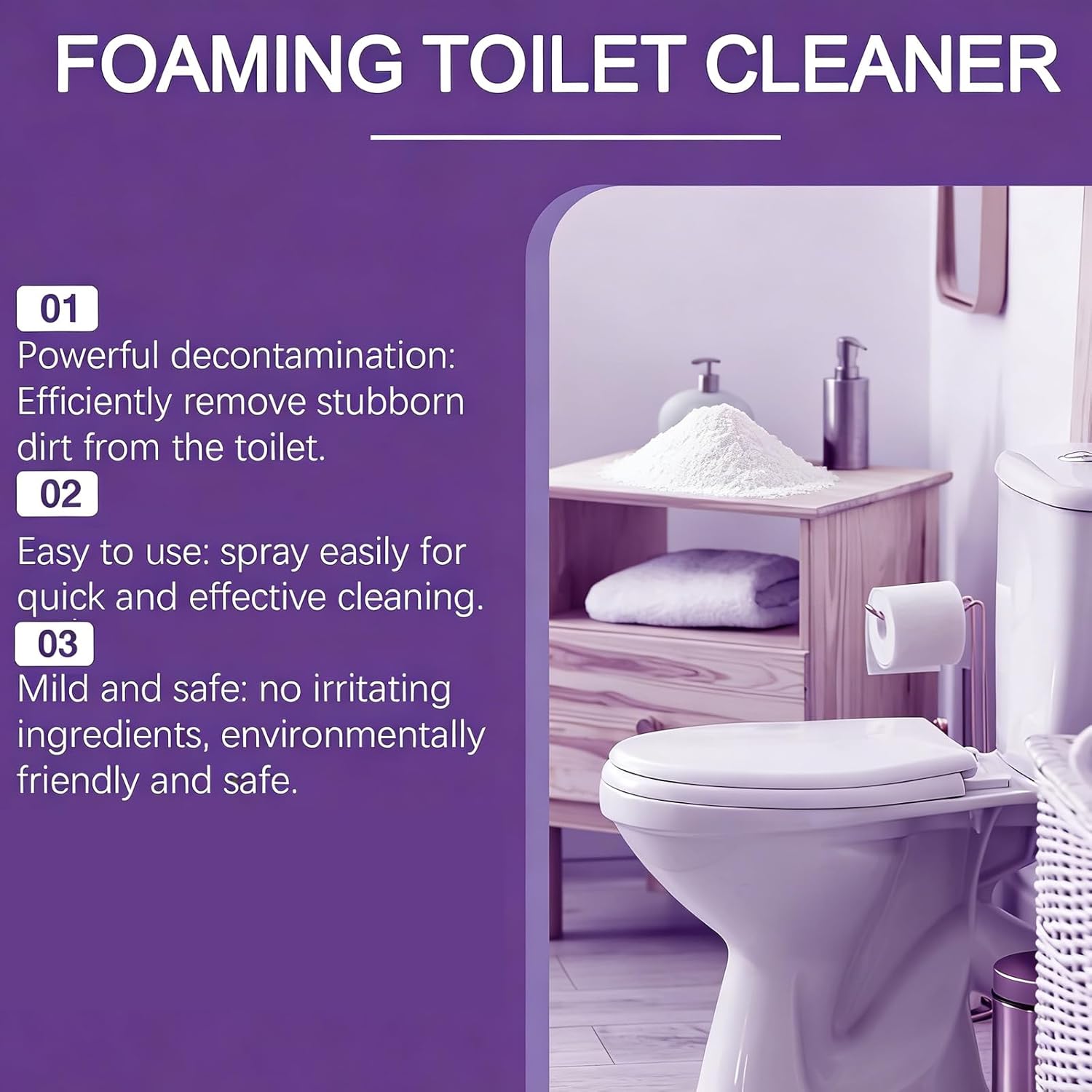 Upgrade Toilet Bowl Cleaner, for Sparkling Clean, Touch Free Foaming Cleaning Powder (1pcs)