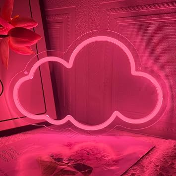 Cloud Neon Sign Cute White Clouds LED Light Sign for Wall,Dimmable USB Floating Clouds Light Up Sign for Living Room Kid Bedroom Nursery Birthday Christmas Wedding Party decor Pink