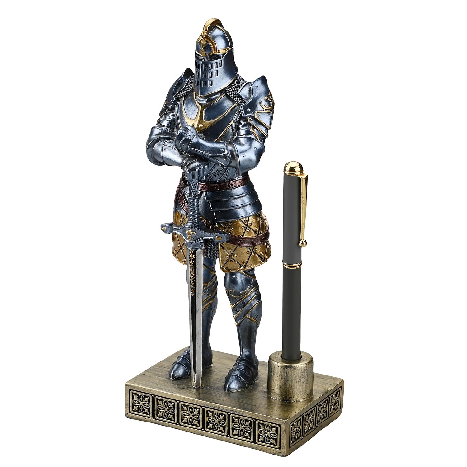 HDMbigmi Knight Pen Stand (Blue, 9.45 Inches) - Exquisite Medieval Knight Desk Organizer and Top Collectible for Men - Image 2
