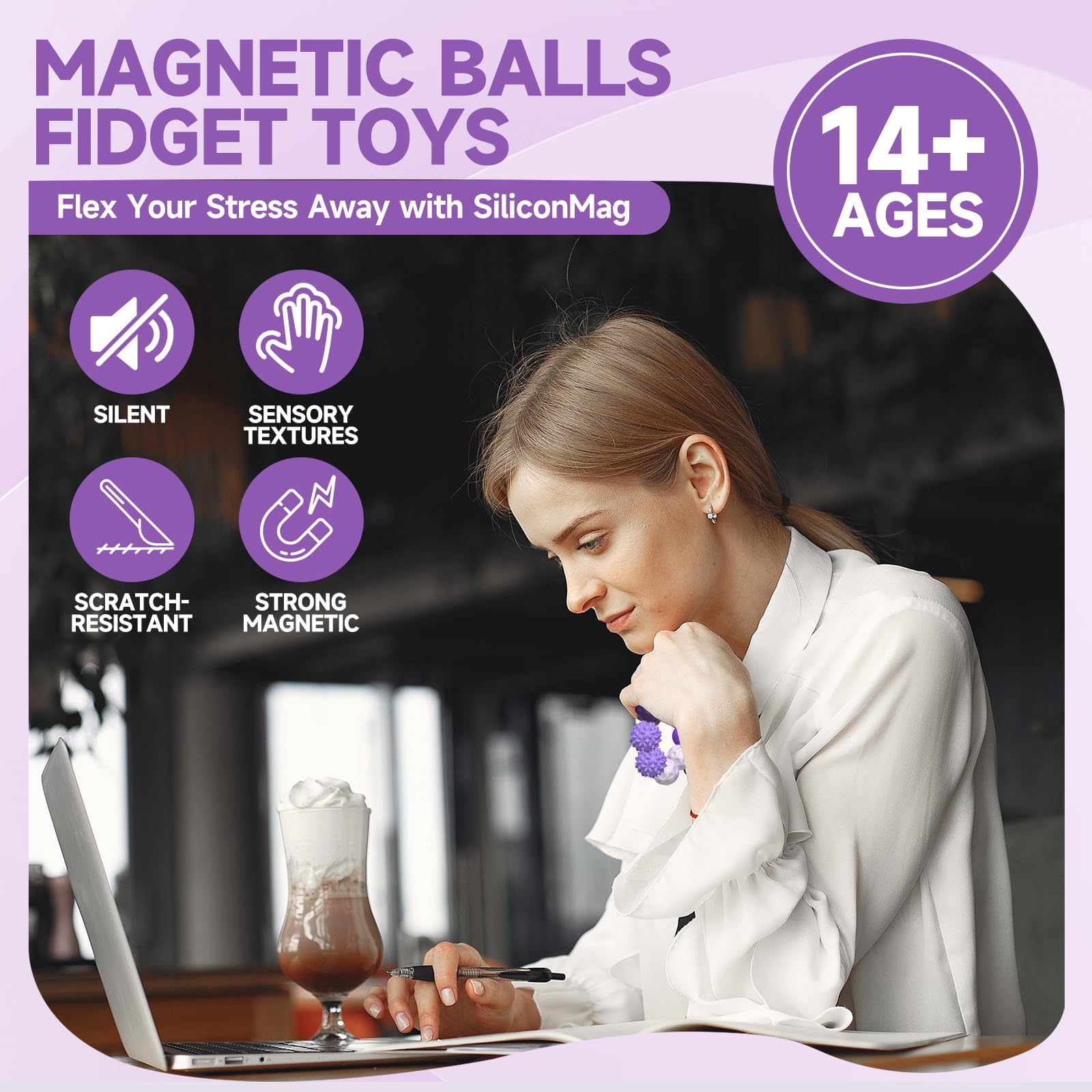 Goorder Silicone Magnetic Balls, Fidget Toys, 8-Pack Stress Relief Toys for Adults Teens - Image 4