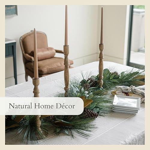 Miniatura 6 de CG Hunter Portavelas hecho a mano, juego de 3 portavelas cónicos de madera natural, portavelas cónicos para candelabros, exhibición en la entrada,