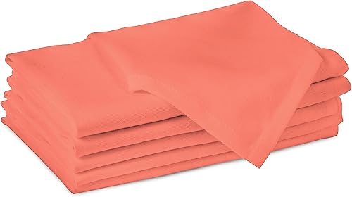 Miniatura 9 de Encasa - Servilletas de tela de algodón, juego de 6, tamaño 17 x 17 pulgadas, color liso melocotón, lavables a máquina