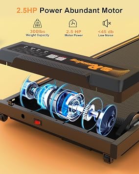 FYC Walking Pad Treadmill Under Desk Treadmill with 10 Incline, Optional APP & Remote Control 2.5HP Portable Treadmills for Home Office, LED Display