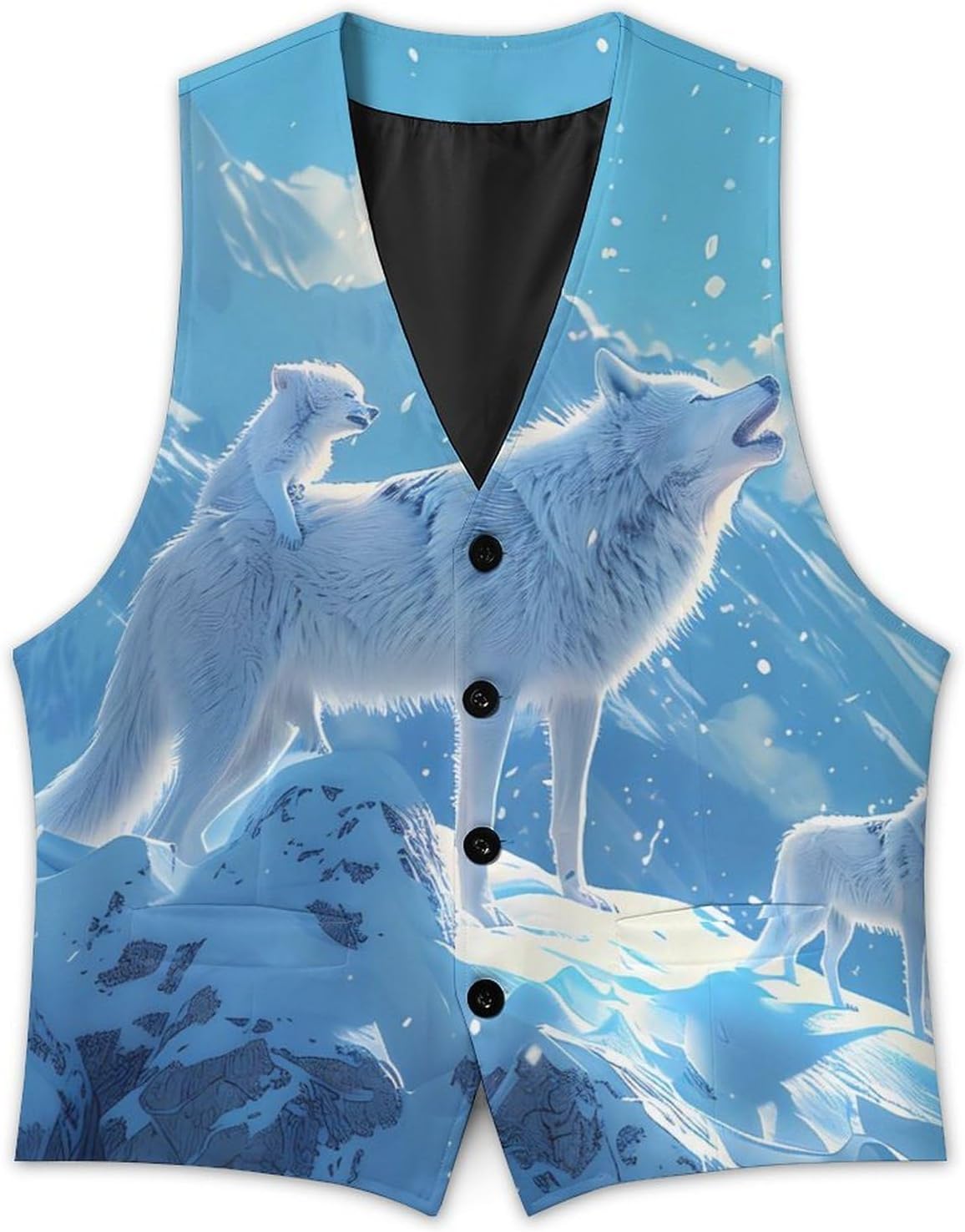 Family Wolf Roar Novelty Men's Suit Vest Casual Formal Dress Vests Business Waistcoat