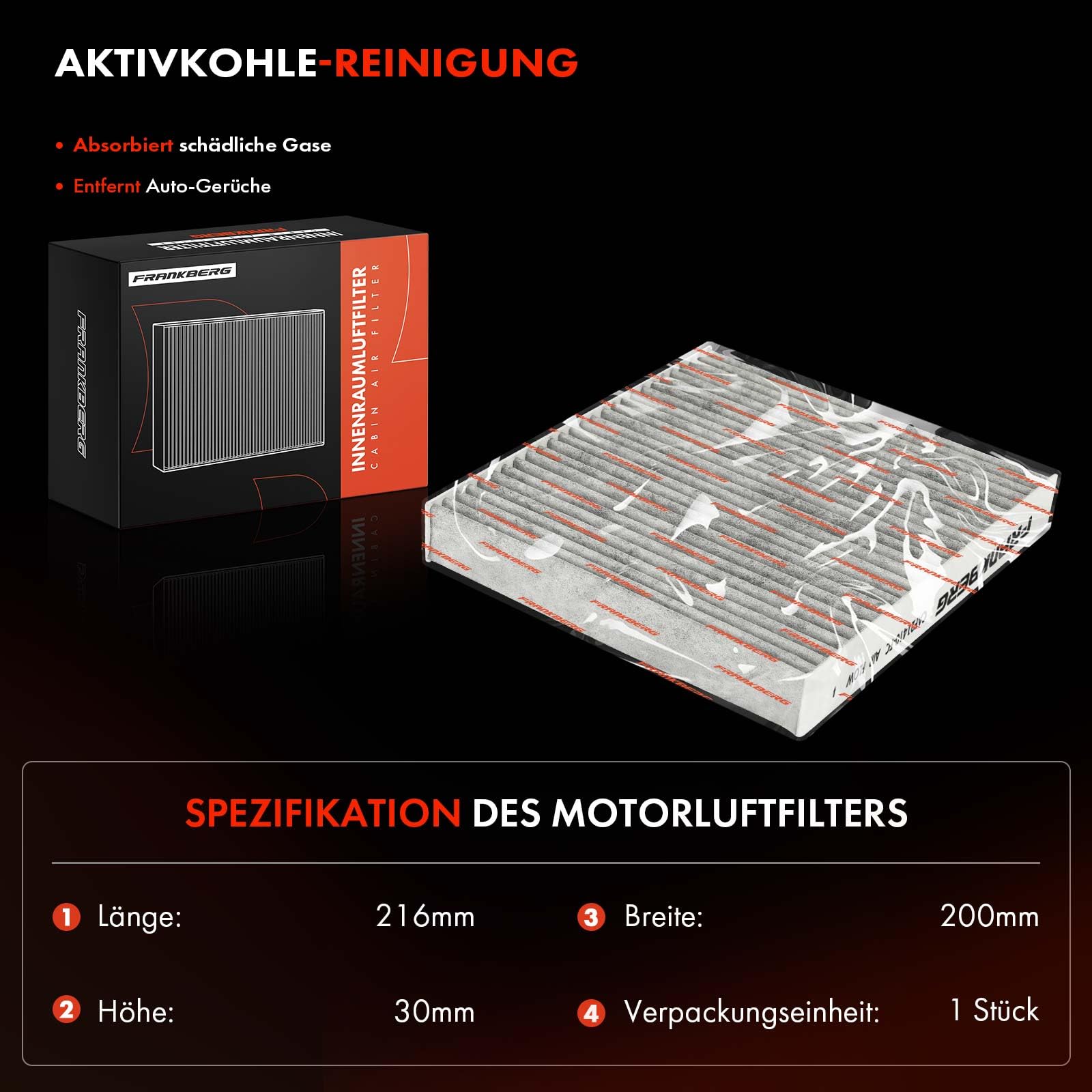 Frankberg Filtro Aria Abitacolo A Carboni Attivi - Compatibile Con Mitsubishi ASX, Outlander, Lancer, Ecc. (CUK2141)